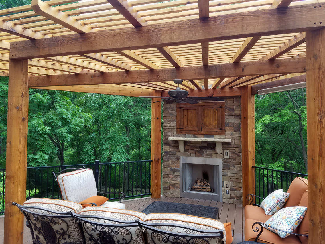 Pergolas with built in fireplace