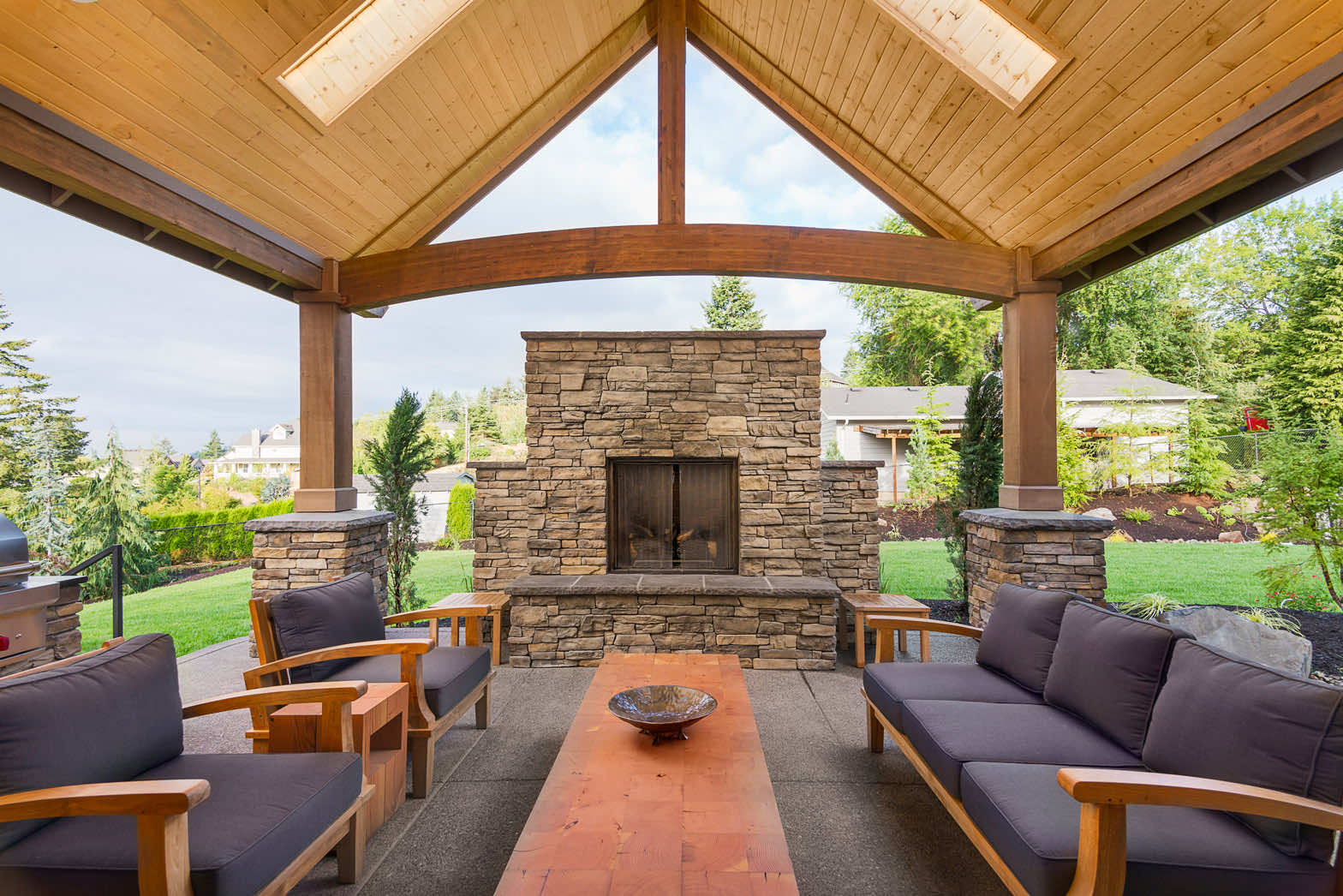 Open space with solidwood roof